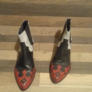 Golden goose sunset flower white and red women's boots